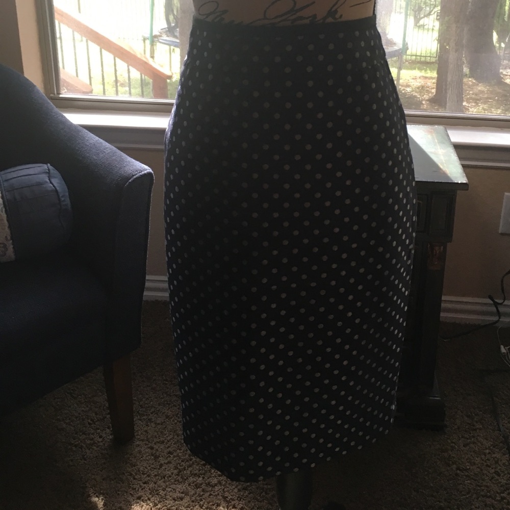 Ann Taylor Blue-dotted Skirt - Size 8